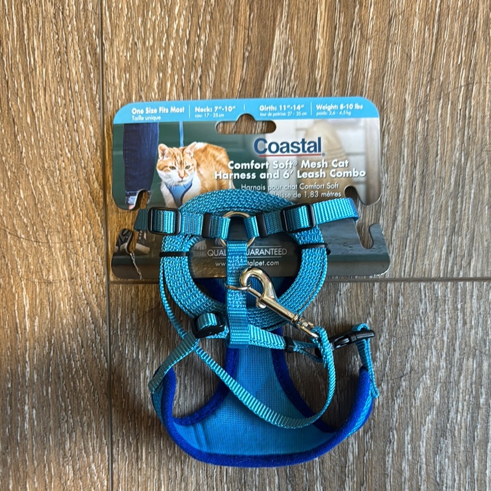 Comfort Soft Mesh Cat Harness and Leash Combo - Blue